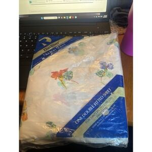 VTG Floral Dan River New In Package No Iron Flat Sheet , Double For 54x75 Bed
